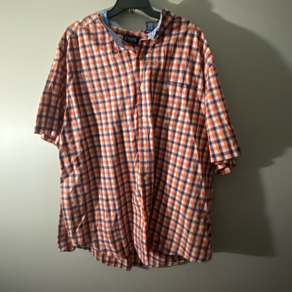 Chaps Orange and Blue Casual Button Down Shirt